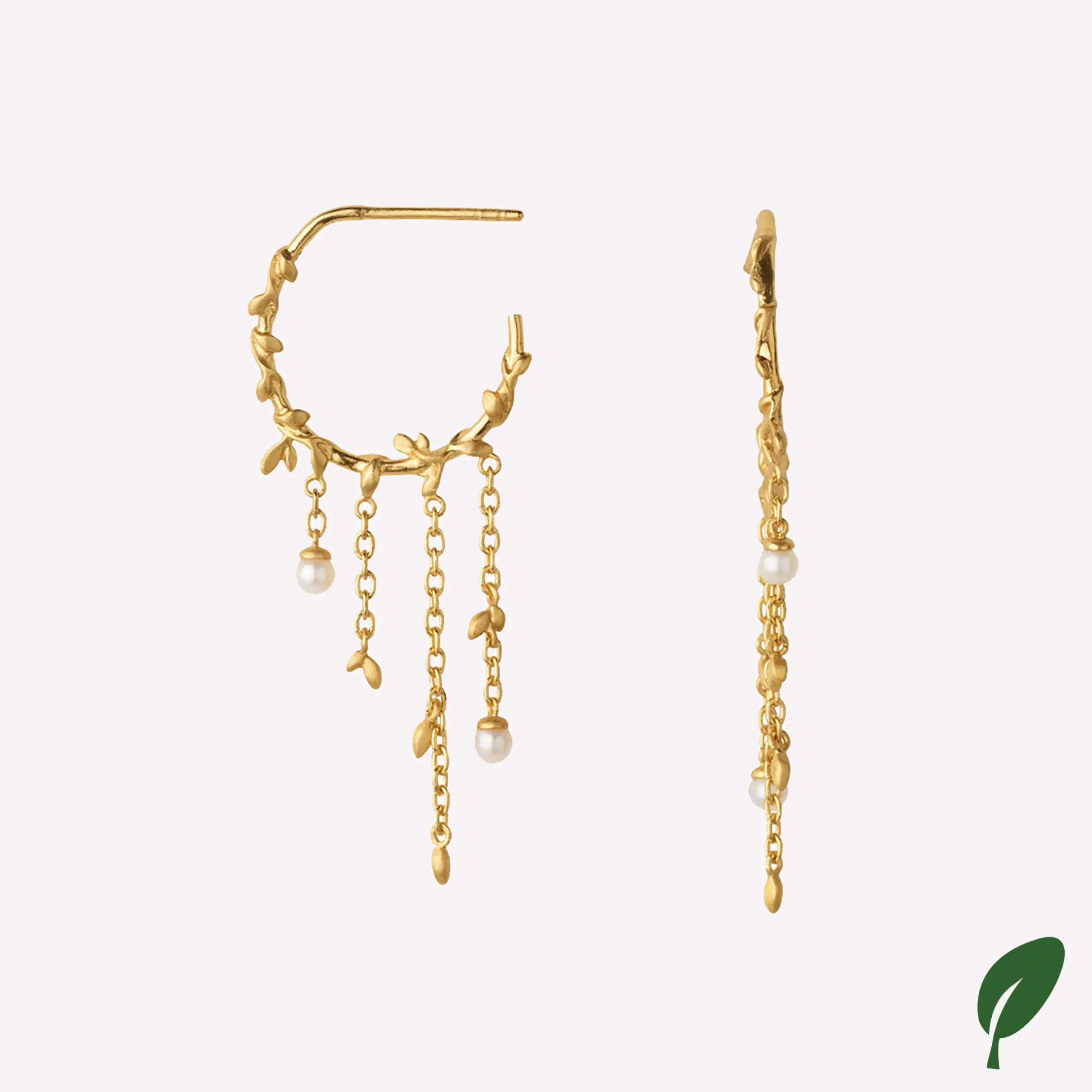byBiehl® Danmark Perleøreringe|Guldøreringe<Jungle Ivy Hoops Pearl