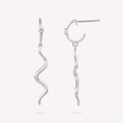 byBiehl® Danmark Sølvøreringe<Wave Mini Hoop lyserød