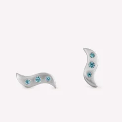 byBiehl® Danmark Sølvøreringe|Ørestikker<Wave Studs blå