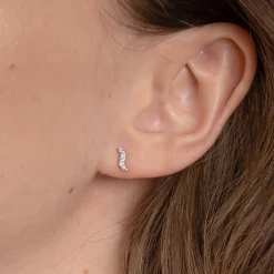 byBiehl® Danmark Sølvøreringe|Ørestikker<Wave Studs Sparkle